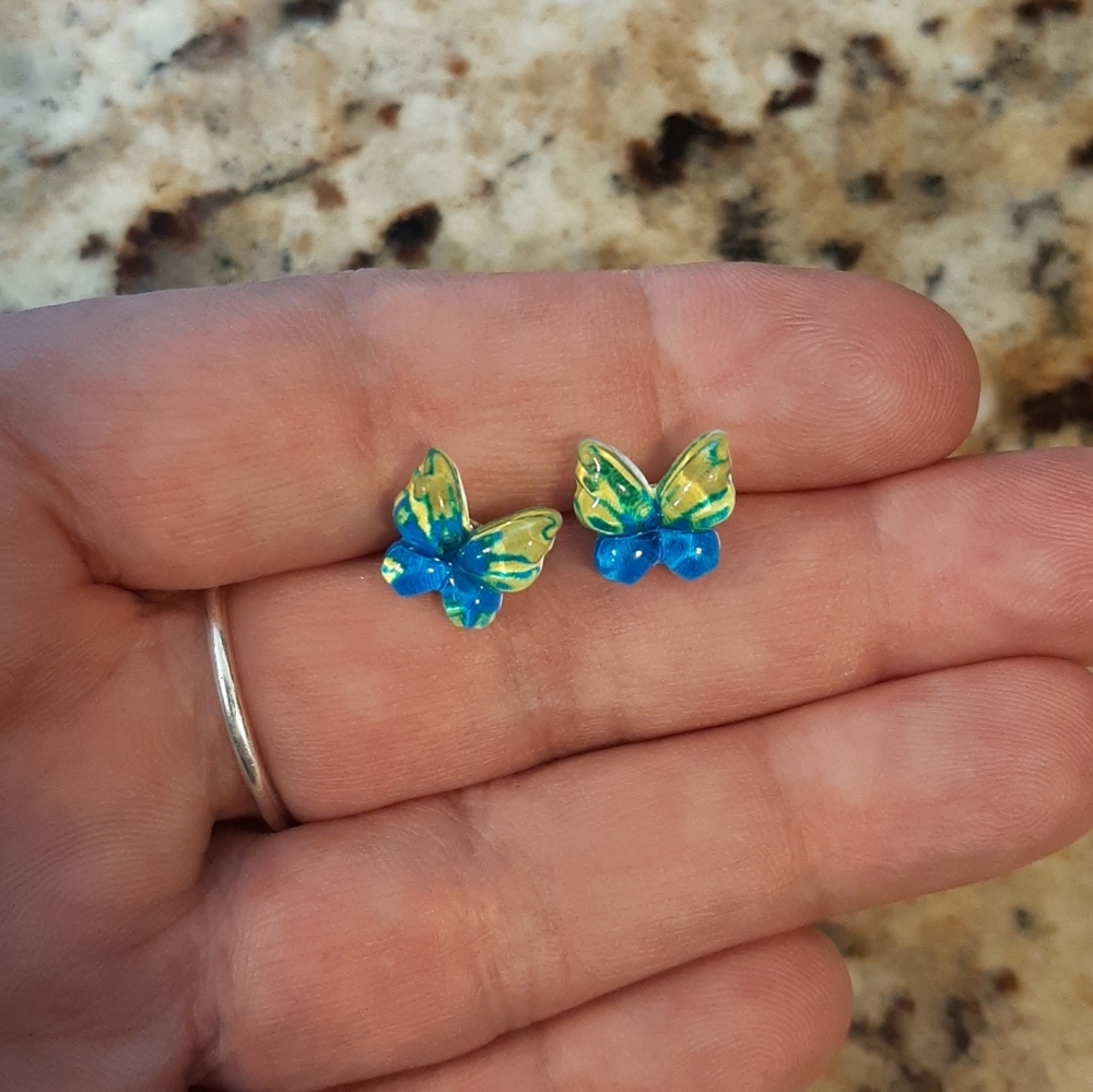 Blue and Yellow Butterfly Earrings